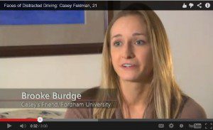 Brooke Burdge speaking in the Casey Feldman U.S. DOT Faces of Distracted Driving Video 