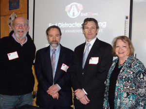 Idaho Judge Tom Borreson (L), Joel Feldman, Wyatt Johnson and Mary Alice McLarty (President of AAJ) following one of the presentations