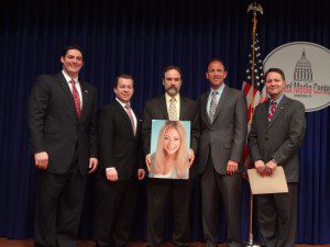 PA - L to R: Rep. Brandon Neuman , Mike Davey (PAJ), Joel Feldman, Scott Cooper (PAJ Pres.) and State Sen. Rob Teplitz