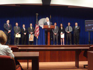 PA Auditor General Eugene DePasquale speaking at the news conference