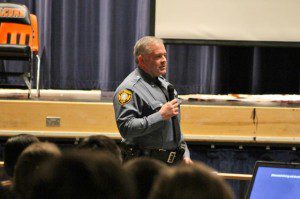 Officer John Yeager speaking to students. Credit: Tom Sofield/LevittownNow.com 