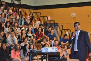 TLABC member,Sonny Parhar speaking to the students at Heritage Woods in Port Moody, B.C.