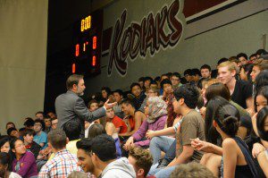 Joel Feldman interacting with the students during the EndDD presentation at Heritage Woods Secondary School in Port Moody, B.C.