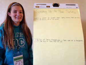 SADD student, Kendra, recapping some of the pros and cons of speaking up for your safety