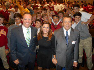 Paul Deckert (L), Maria & Vince Glorioso with Brother Martin students