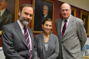 Joel Feldman with Emily Stein and Medford School Supt.John Perella