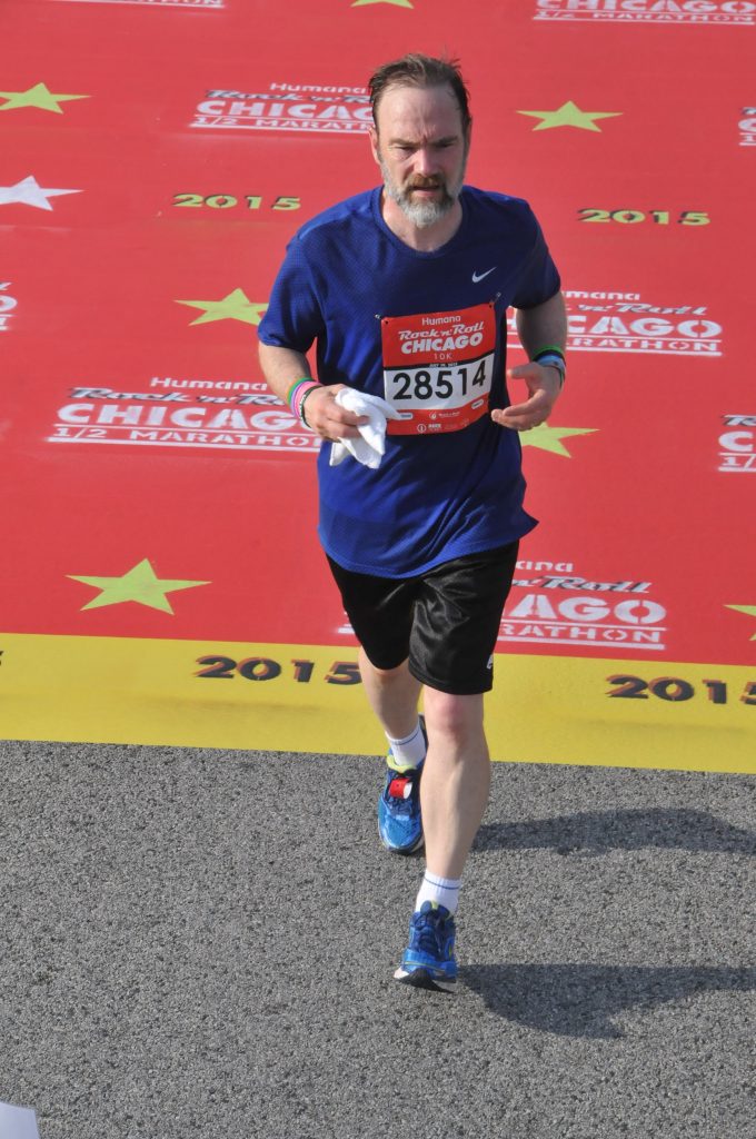 EndDD.org's Joel Feldman running in the Rock- n-Roll Martathon 10K in July, 2015 in Chicago 