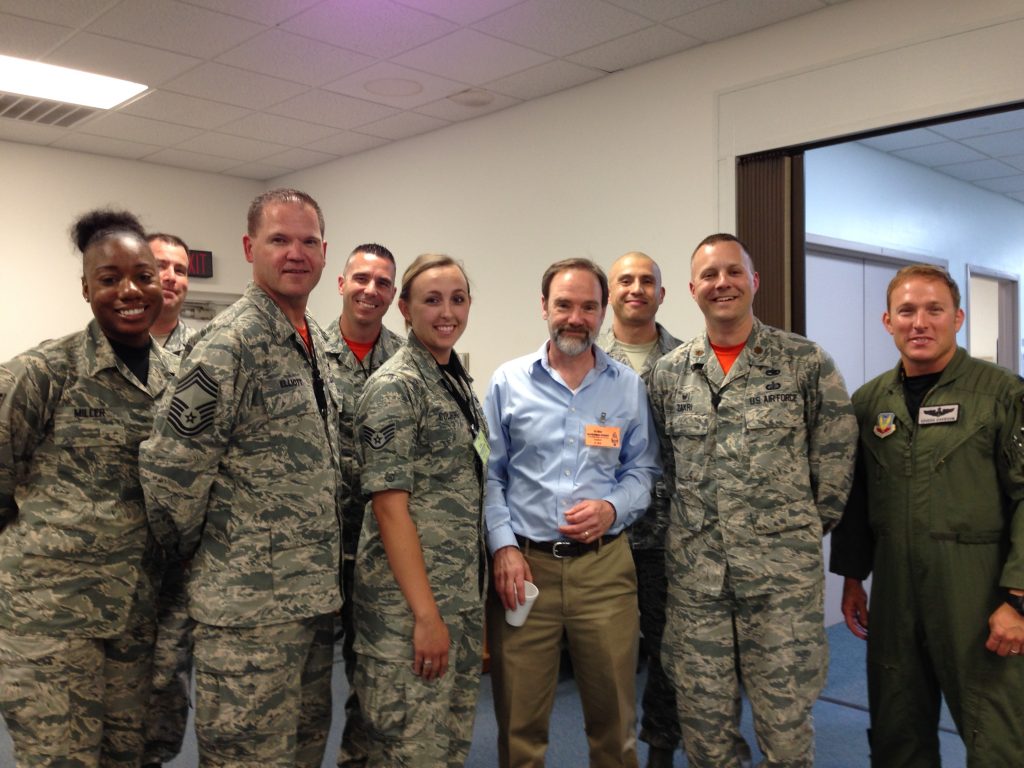 L: Staff Sergeant Jalleshia Miller, Master Sergeant Sean Wills, Chief Master Sergeant Clark Elliott III, Senior Master Sergeant Daniel White, Staff Sergeant Ashley Colbert, yourself, Master Sergeant Victor Halos, Major Matthew Zakri, and Lieutenant Colonel Paul Davidson