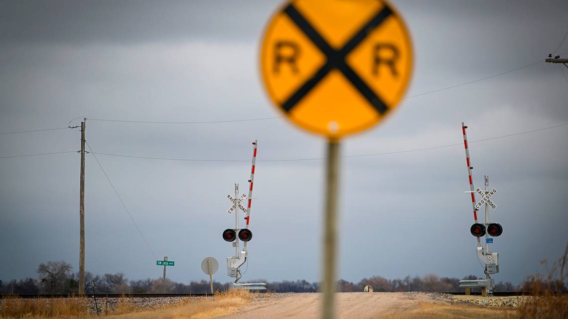 Taylor Koehn died in July 2020 after the tractor he was driving was hit by an oncoming train on the railroad tracks at this crossing near Burrton in rural Harvey County, Kansas.